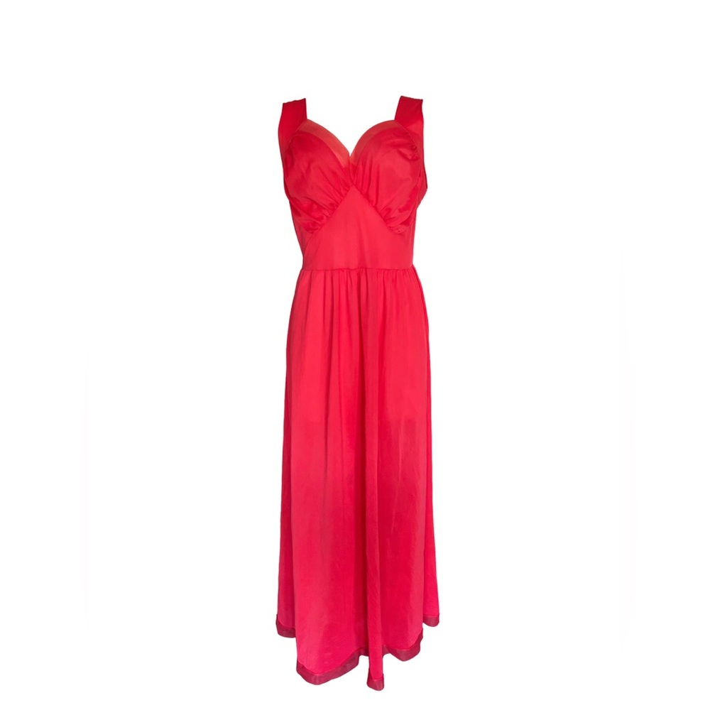 Mod 60s Retro Romantic – Vintage Coral Pink maxi length negligee – Medium - Picture 2 of 8